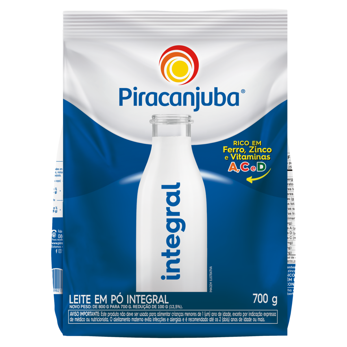 Leite em Pó Integral Piracanjuba Pouch 700g