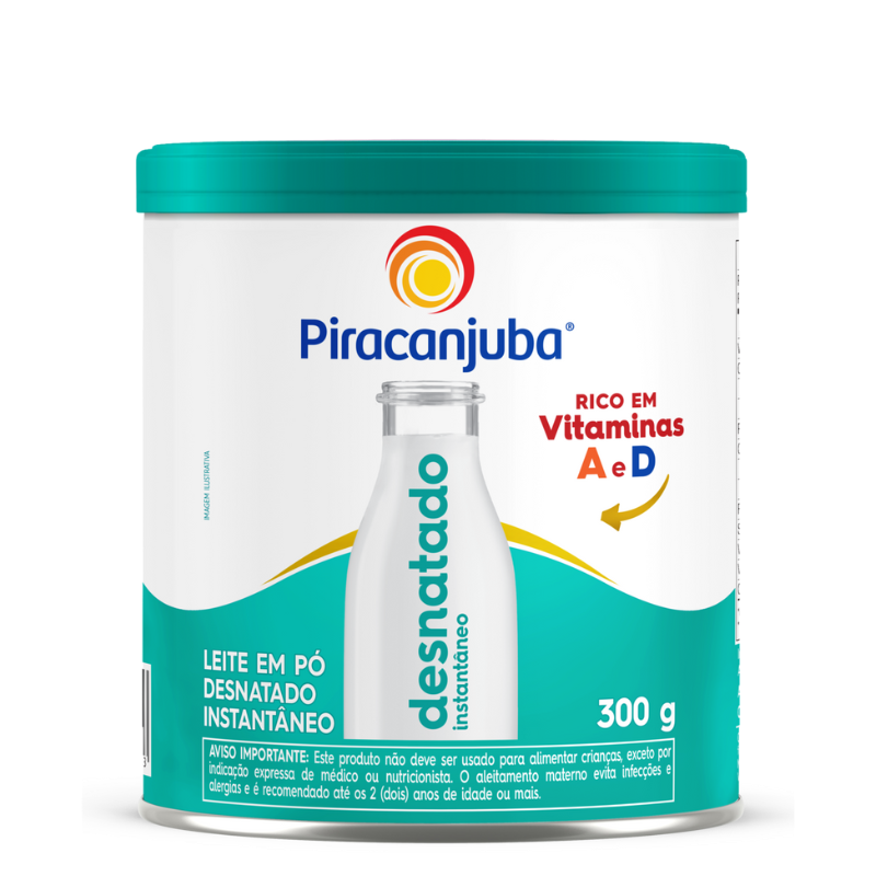 Leite em Pó Desnatado Instantaneo Piracanjuba Lata 300g 