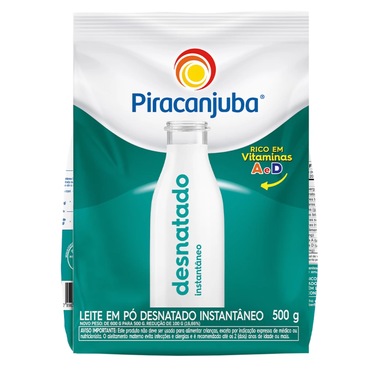Leite em Po Desnatado Instantâneo Piracanjuba Pouch 500g